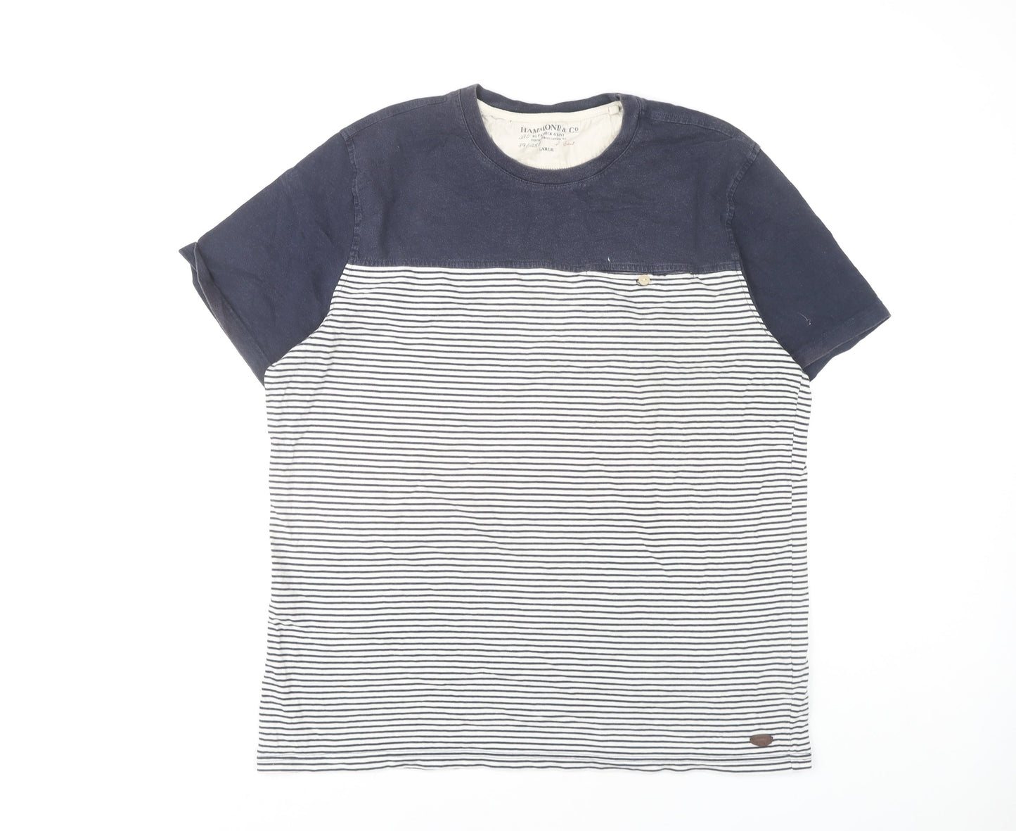 Hammond & Co. Men's Blue Striped T-Shirt, Size L