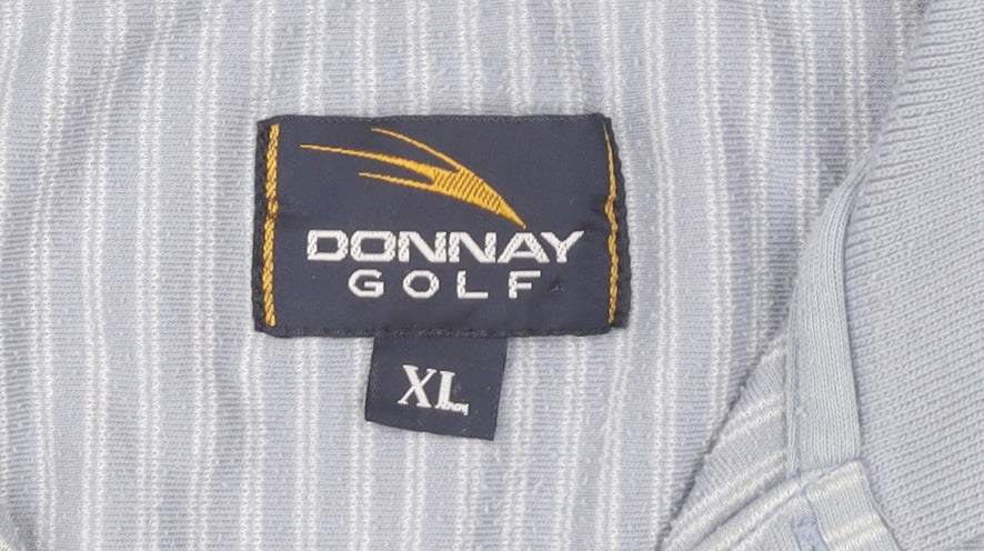 Donnay Men's Blue XL Striped Golf Polo Shirt