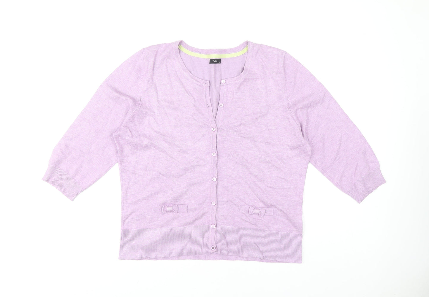 Womens UK Size 16 M&Co Purple Cardigan Jumper