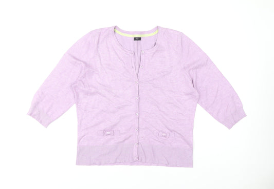 Womens UK Size 16 M&Co Purple Cardigan Jumper
