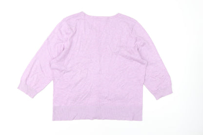 Womens UK Size 16 M&Co Purple Cardigan Jumper