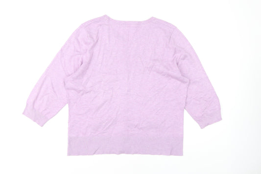 Womens UK Size 16 M&Co Purple Cardigan Jumper