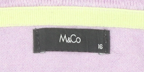 Womens UK Size 16 M&Co Purple Cardigan Jumper