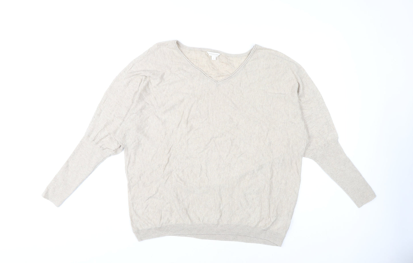 Monsoon Women's Beige V-Neck Pullover Jumper L