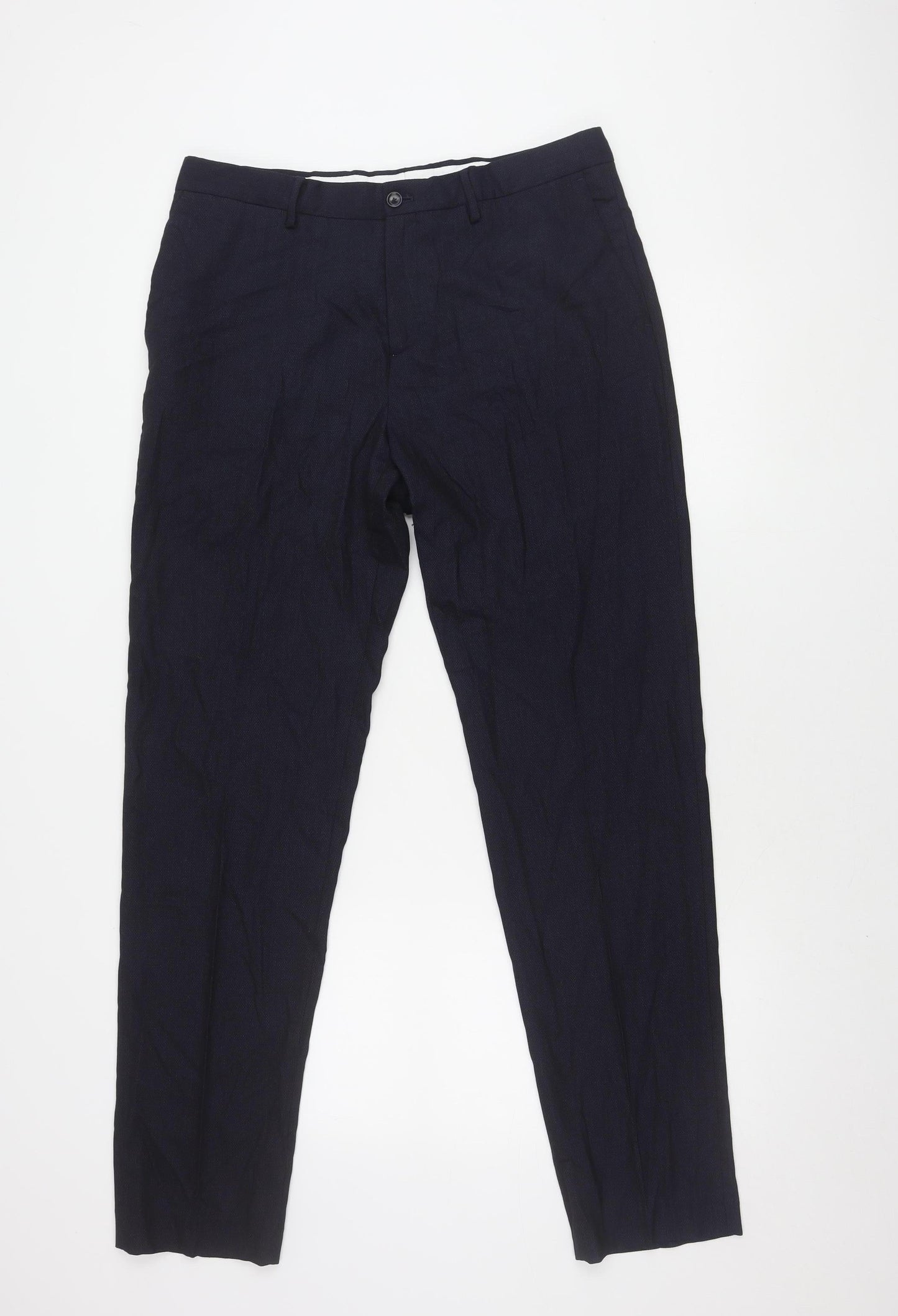 Zara Men's Blue Trousers Size L, Polyester Blend