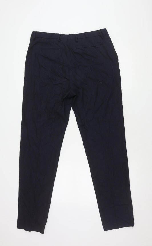 Zara Men's Blue Trousers Size L, Polyester Blend