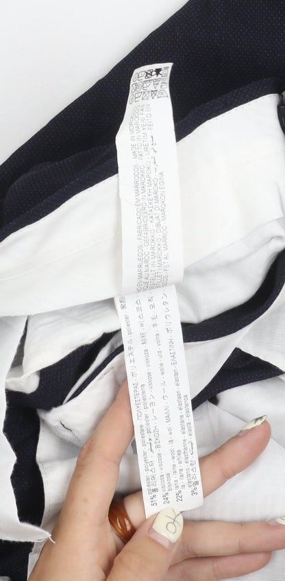 Zara Men's Blue Trousers Size L, Polyester Blend