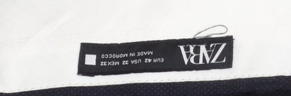 Zara Men's Blue Trousers Size L, Polyester Blend