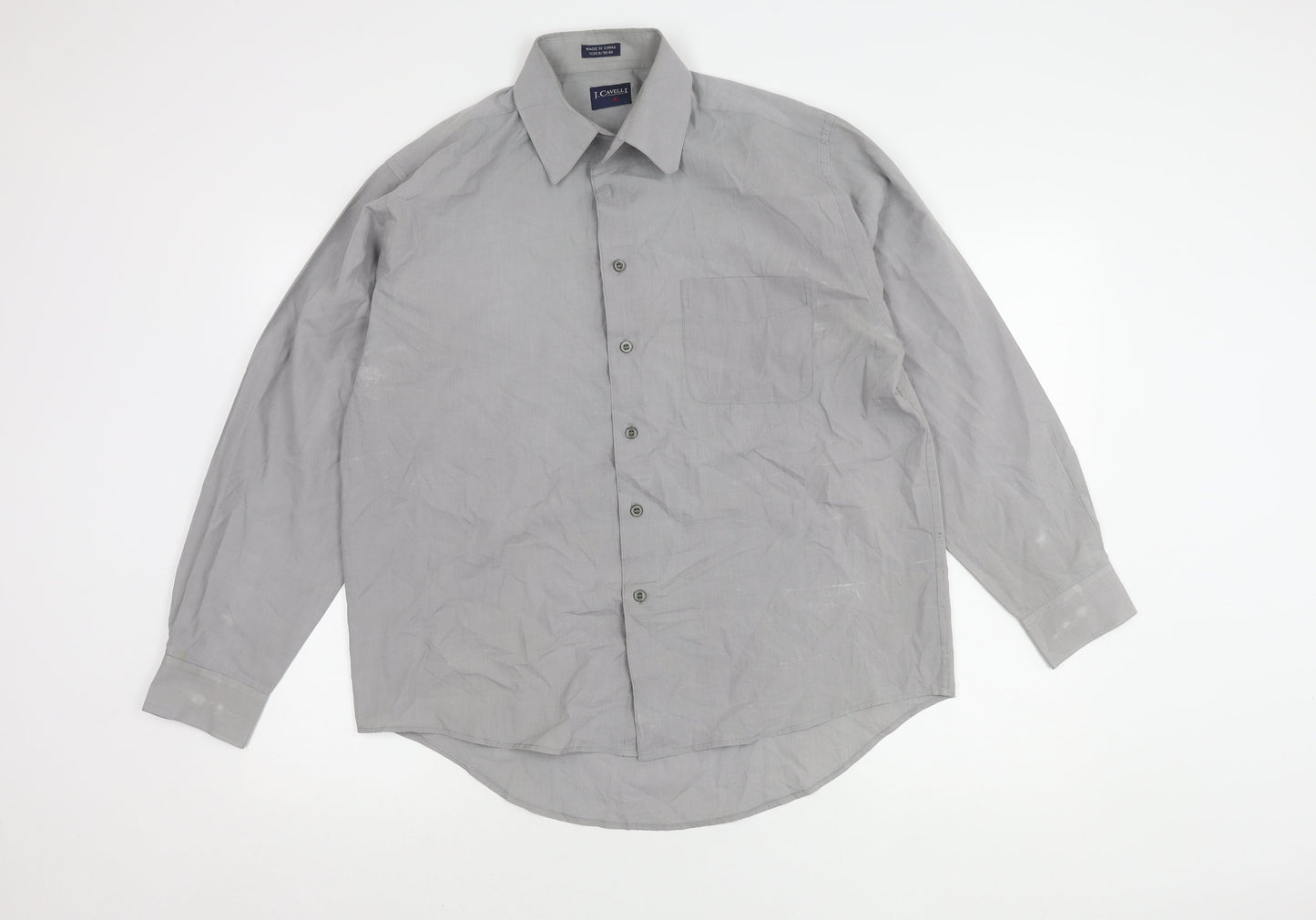 J. Cavelli Men's Grey Long Sleeve Button-Up Shirt M