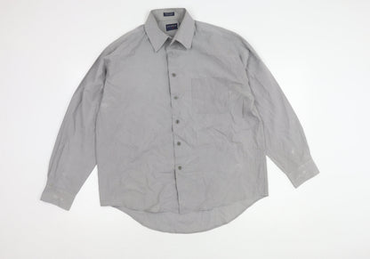 J. Cavelli Men's Grey Long Sleeve Button-Up Shirt M