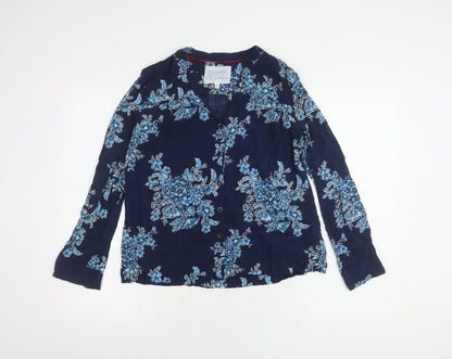 Womens UK Size 10 Joules Blue Basic Button-Up