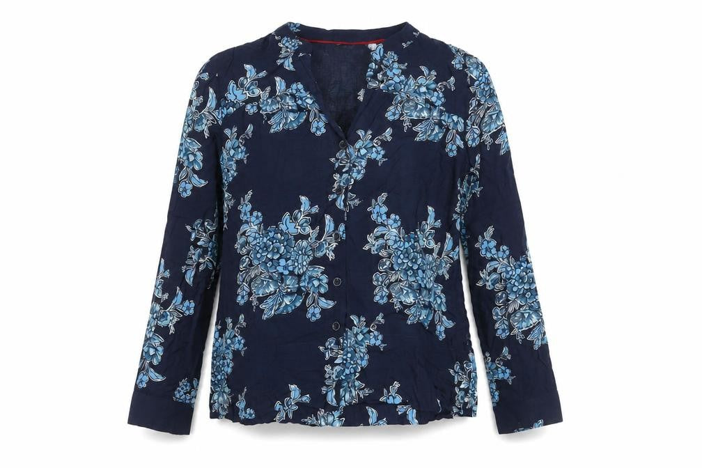 Womens UK Size 10 Joules Blue Basic Button-Up