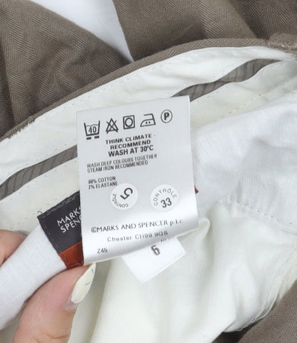 Marks and Spencer Men's Brown Trousers, L, Comfortable