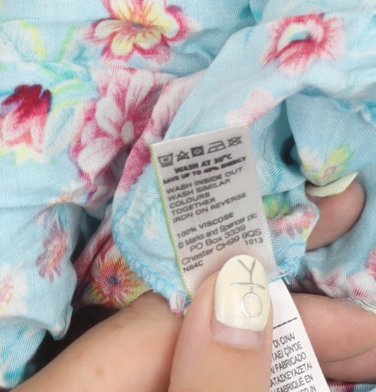 Marks and Spencer Women's Blue Floral Playsuit, Size 8