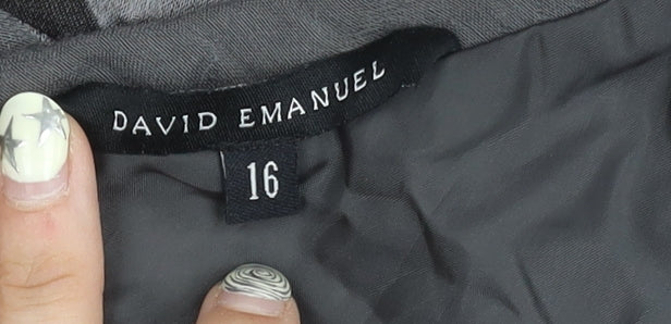 David Emanuel Women's Grey A-Line Midi Skirt Size 16