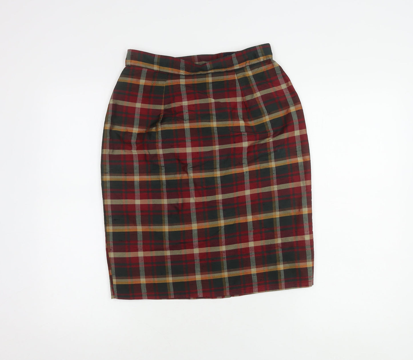 Monsoon Women's Multicoloured Plaid Silk Pencil Skirt