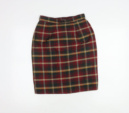 Monsoon Women's Multicoloured Plaid Silk Pencil Skirt