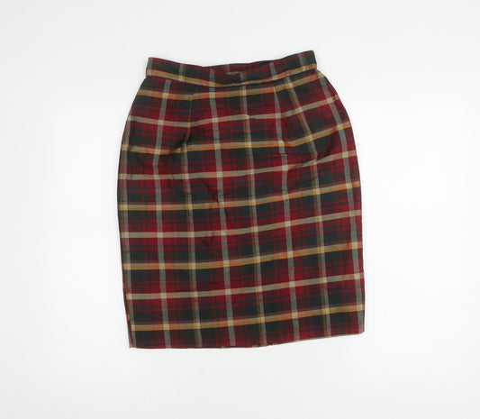 Monsoon Women's Multicoloured Plaid Silk Pencil Skirt