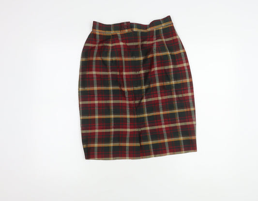 Monsoon Women's Multicoloured Plaid Silk Pencil Skirt