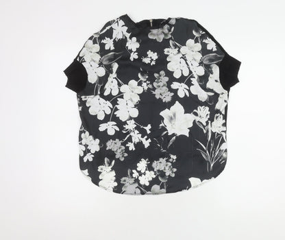 Womens UK Size S Zara Black Basic T-Shirt