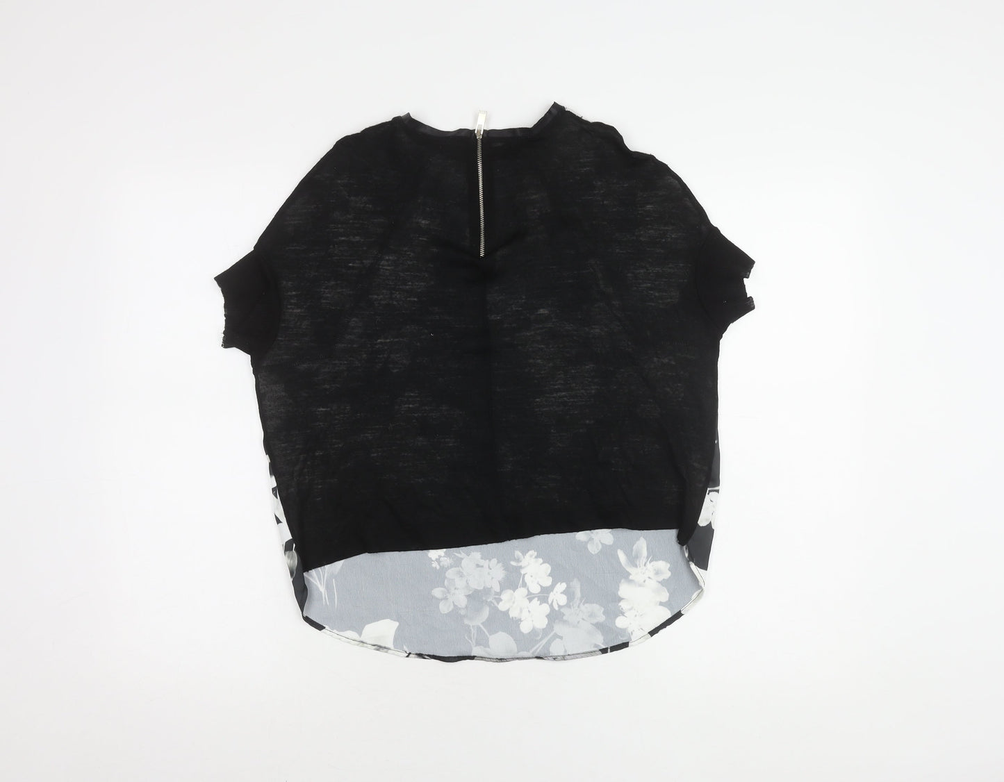 Womens UK Size S Zara Black Basic T-Shirt