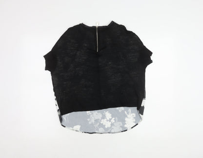 Womens UK Size S Zara Black Basic T-Shirt