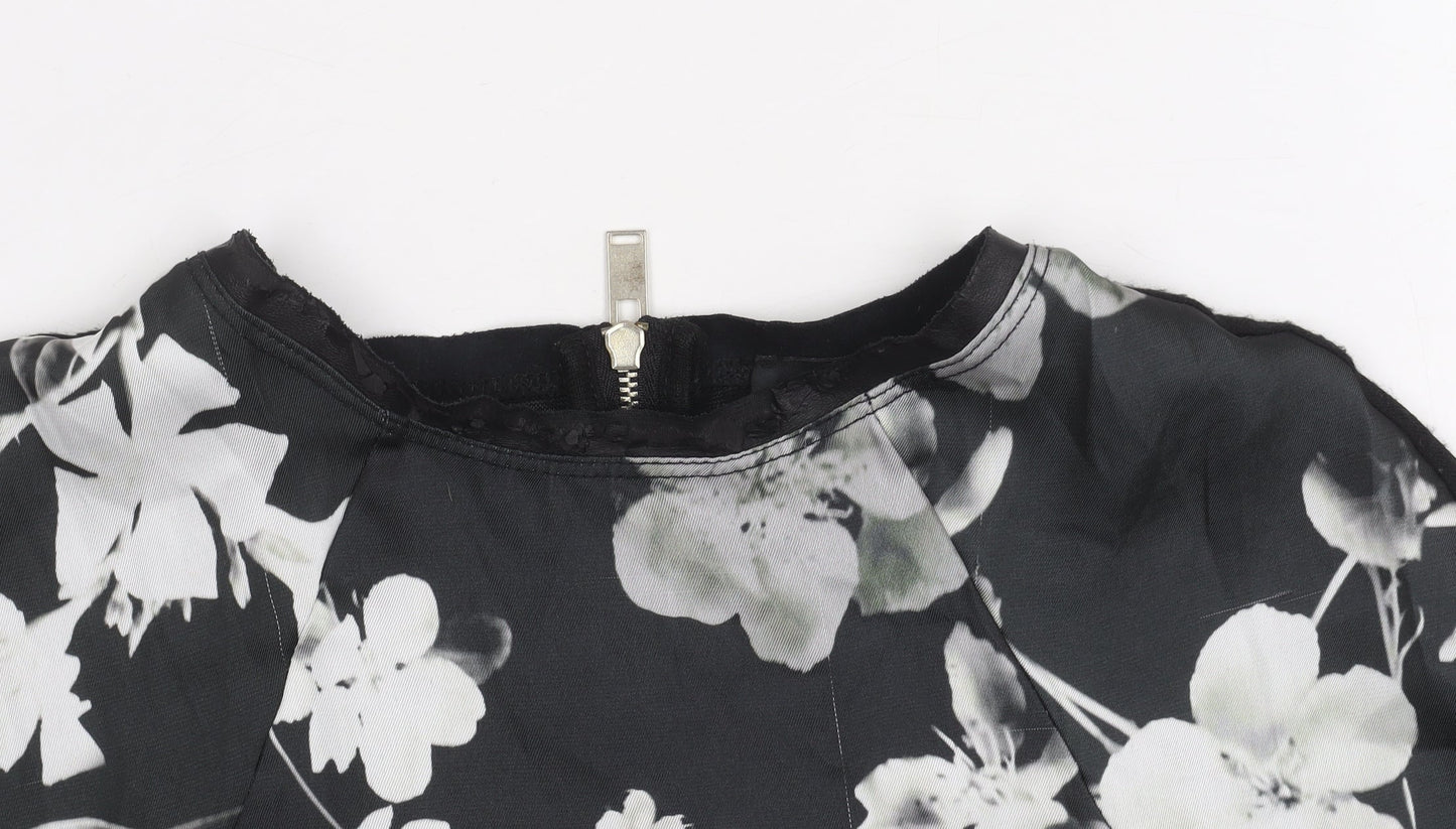 Womens UK Size S Zara Black Basic T-Shirt