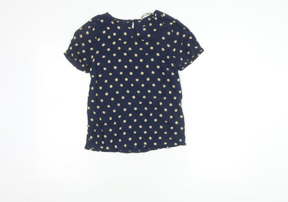 Boden Women's Blue Polka Dot Short Sleeve Blouse