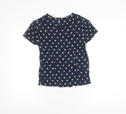 Boden Women's Blue Polka Dot Short Sleeve Blouse