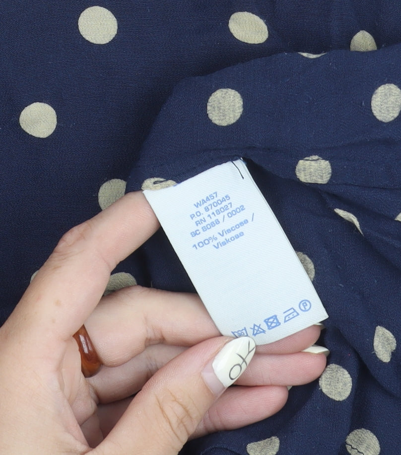 Boden Women's Blue Polka Dot Short Sleeve Blouse