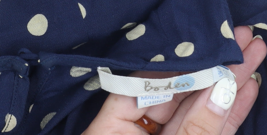 Boden Women's Blue Polka Dot Short Sleeve Blouse