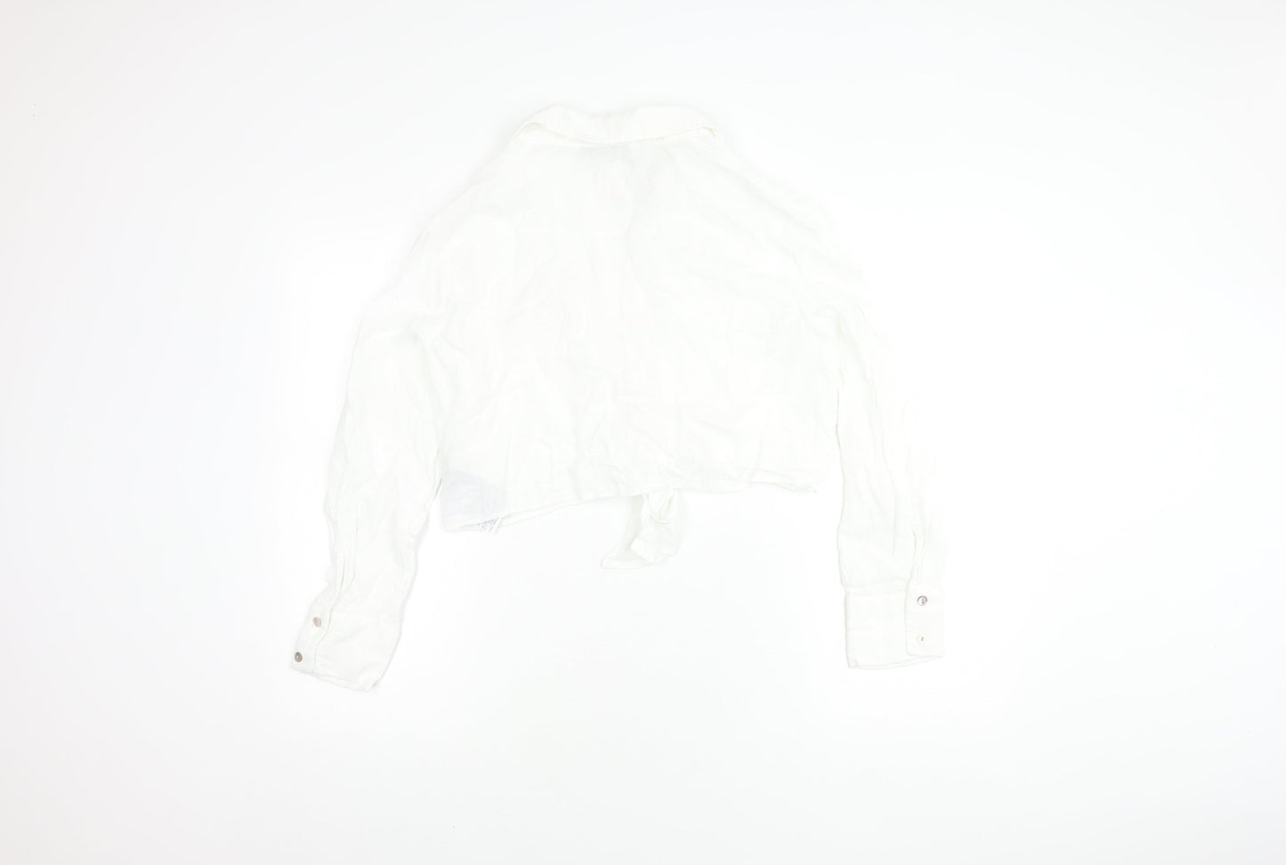 Womens UK Size L Zara White Cropped Button-Up