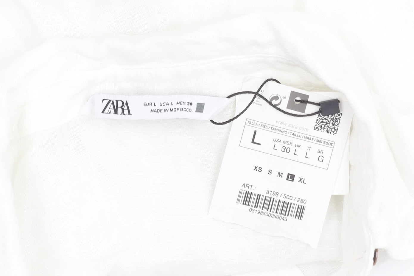 Womens UK Size L Zara White Cropped Button-Up