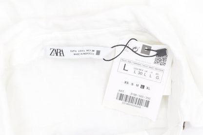 Womens UK Size L Zara White Cropped Button-Up