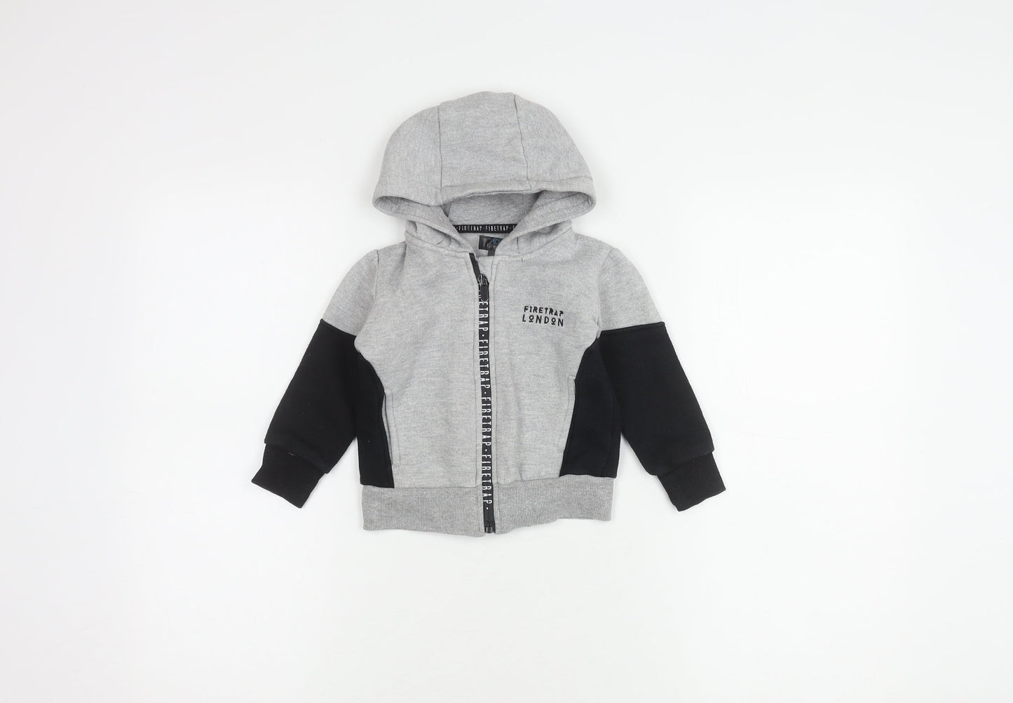 Firetrap Boys Grey Jacket, 12-18 Months, Logo Hoodie, Zip