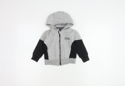 Firetrap Boys Grey Jacket, 12-18 Months, Logo Hoodie, Zip
