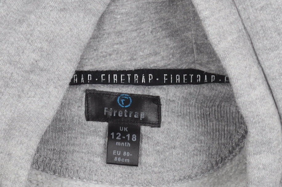 Firetrap Boys Grey Jacket, 12-18 Months, Logo Hoodie, Zip