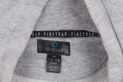 Firetrap Boys Grey Jacket, 12-18 Months, Logo Hoodie, Zip