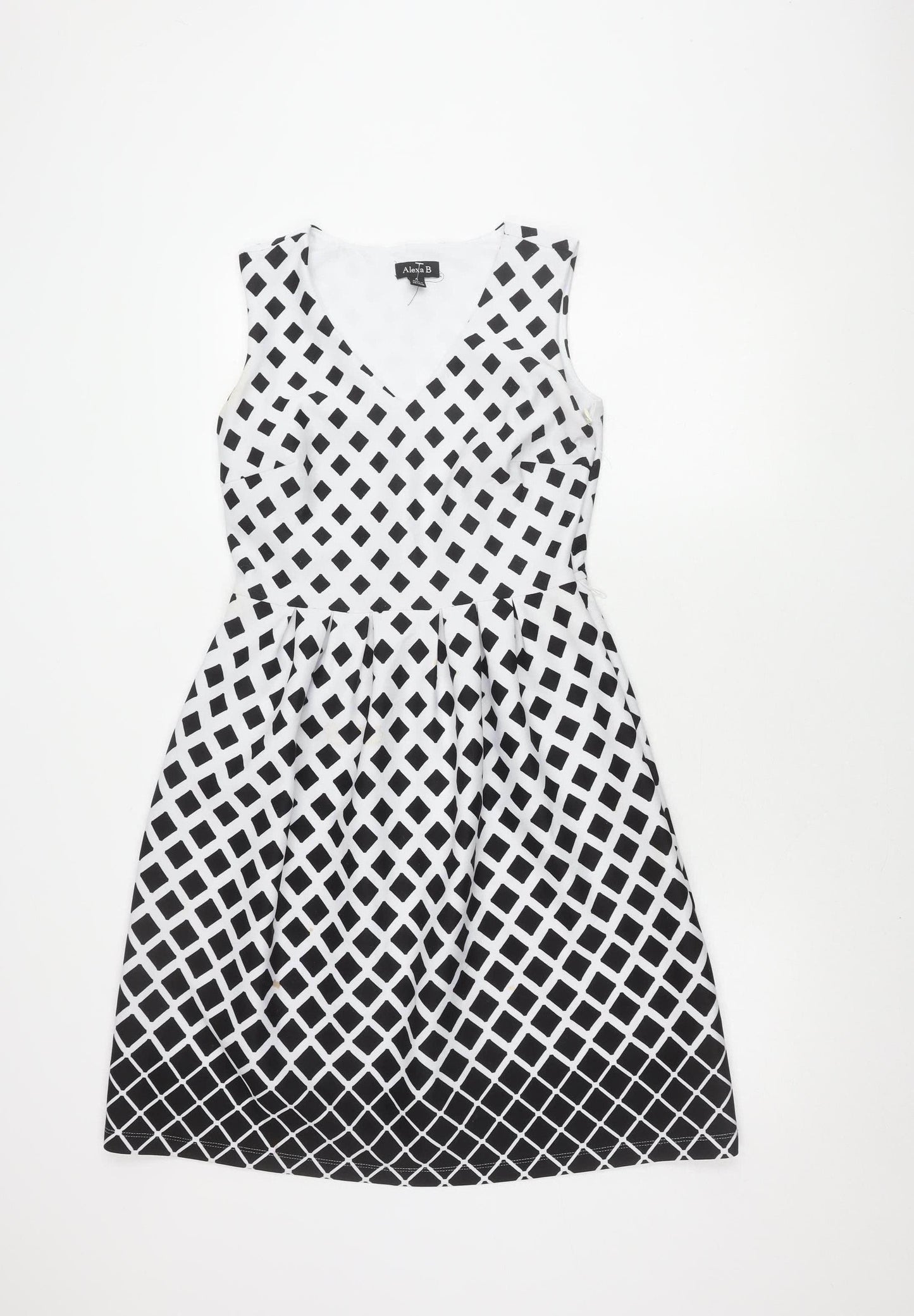 Alexa B Women's Black A-Line Dress, Size 6, Geometric Pattern