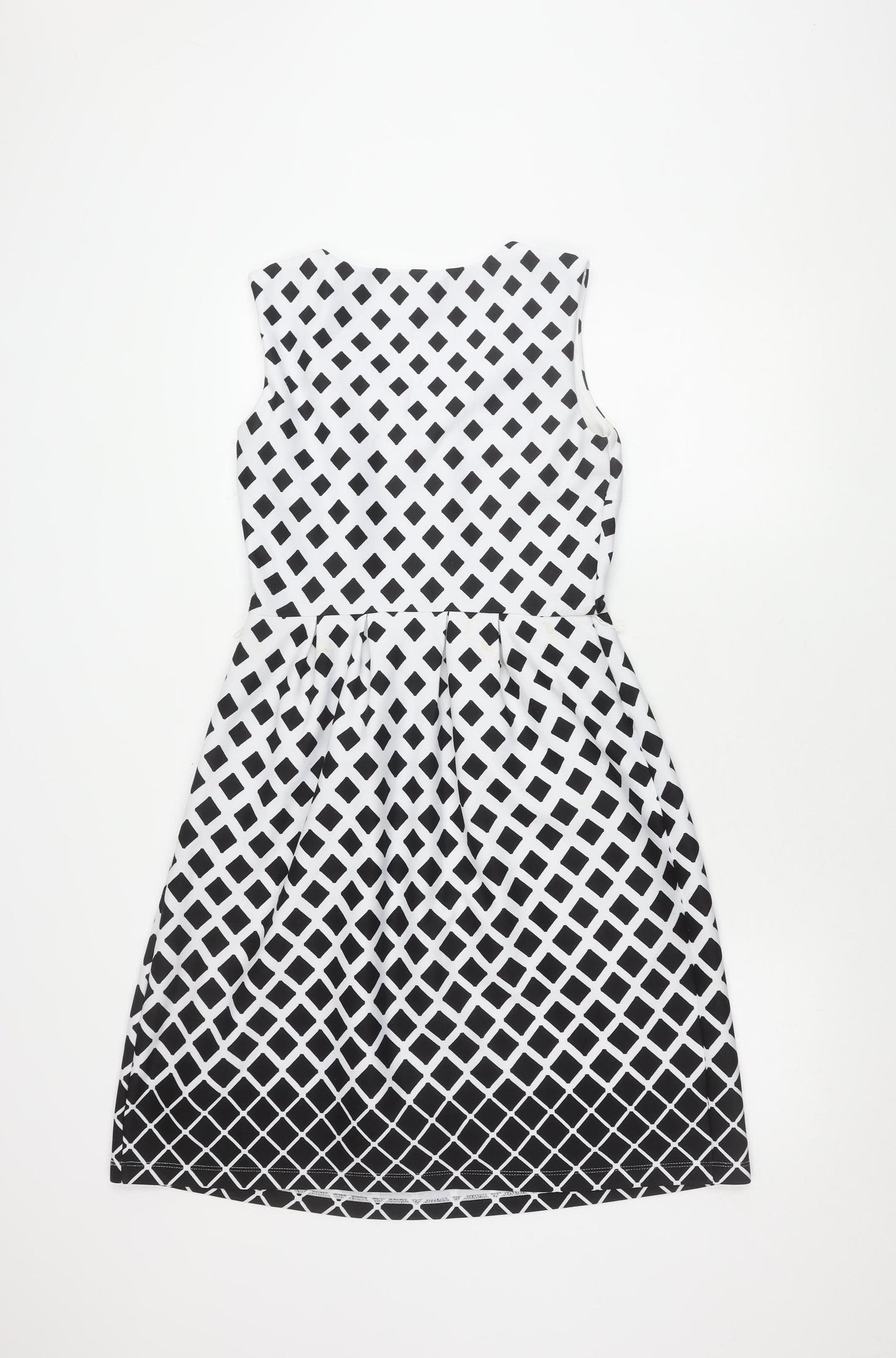 Alexa B Women's Black A-Line Dress, Size 6, Geometric Pattern