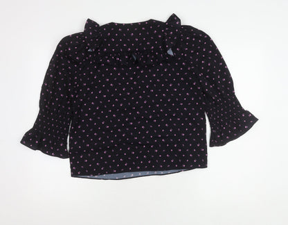 French Connection Women's Black Floral Blouse Size S