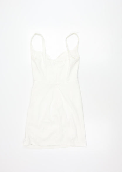 Zara Womens White S Pencil Dress Party Sleeveless
