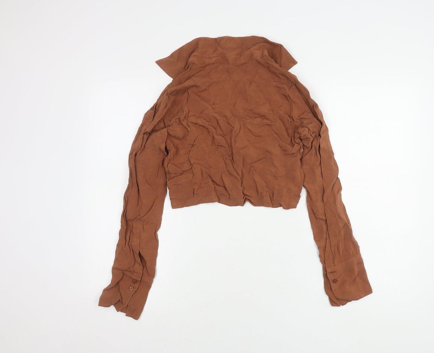 Womens UK Size 8 Zara Brown Cropped Blouse