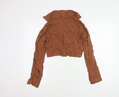 Womens UK Size 8 Zara Brown Cropped Blouse
