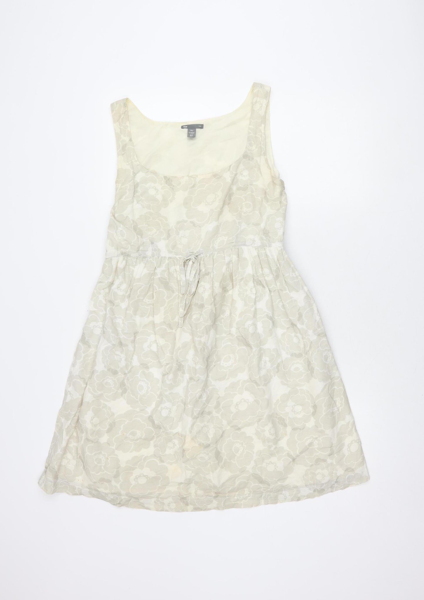 Gap Women's Ivory Floral Linen Dress, Size 12, Sleeveless