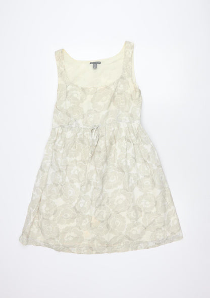 Gap Women's Ivory Floral Linen Dress, Size 12, Sleeveless