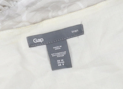 Gap Women's Ivory Floral Linen Dress, Size 12, Sleeveless