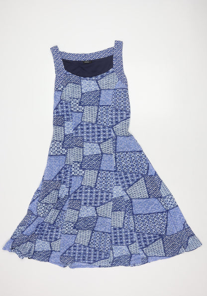 Roman Women's Blue Patchwork A-Line Dress Size 10
