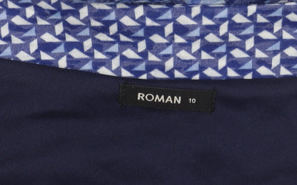 Roman Women's Blue Patchwork A-Line Dress Size 10