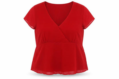 Womens UK Size 24 BM Red Wrap Blouse